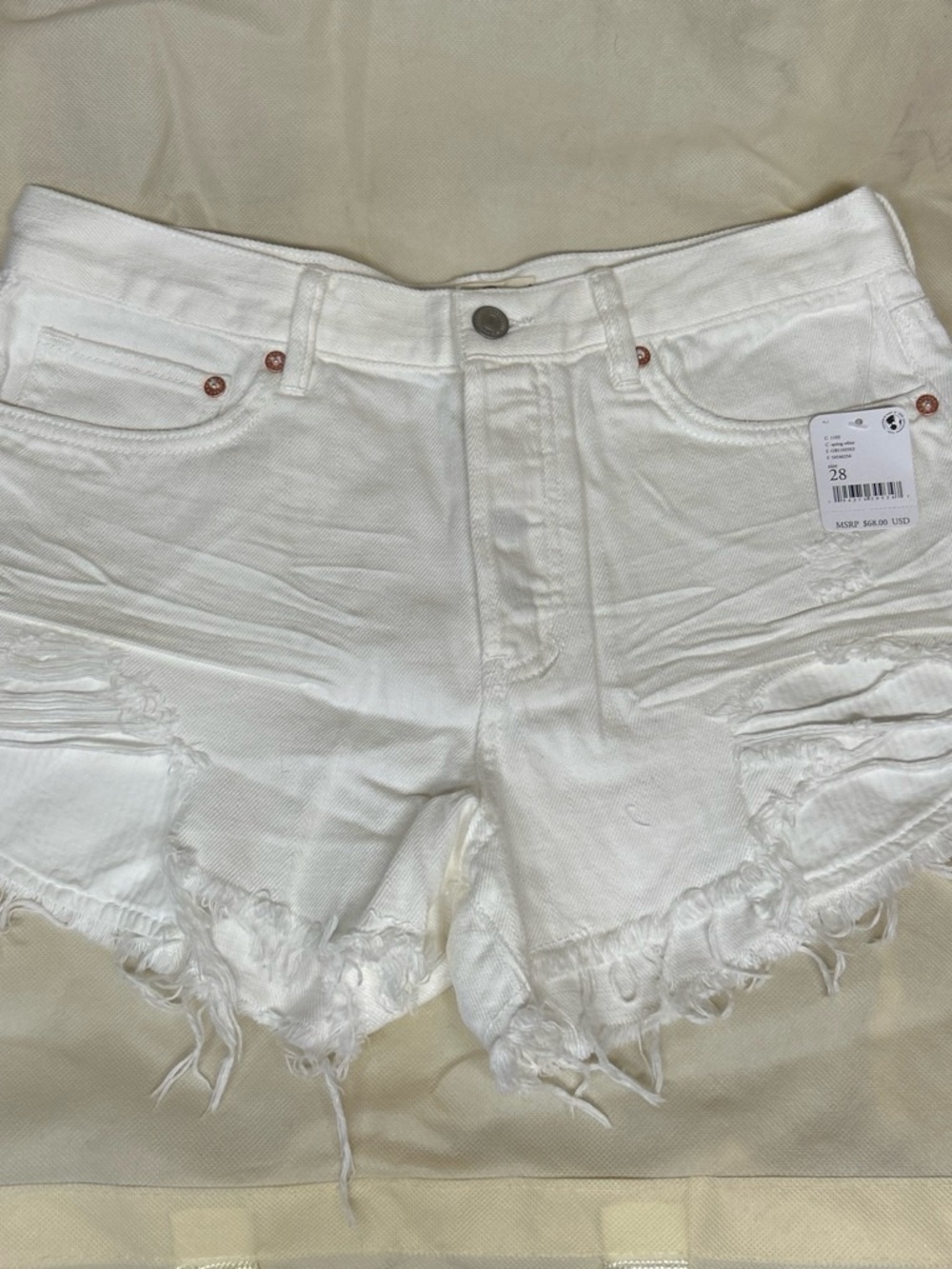 We the Free spring white new distressed shorts size 28
